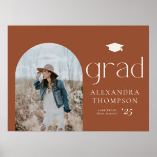 Terracotta Boho Minimalist Arch Photo Afstuderen Poster