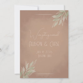 Terracotta Boho Minimalist Save the Date card Kaart