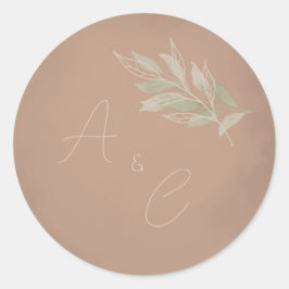 Terracotta Boho Minimalist Wedding Ronde Sticker