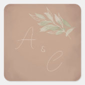 Terracotta Boho Minimalist Wedding  Vierkante Sticker (Voorkant)