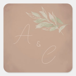Terracotta Boho Minimalist Wedding Vierkante Sticker