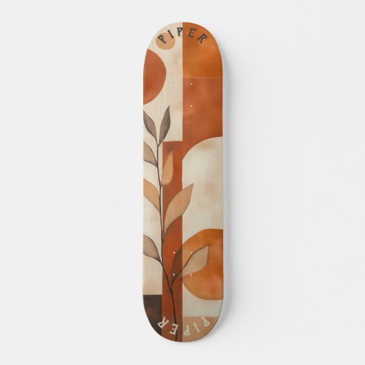 Terracotta Boho - Minimalistisch organisch blad Skateboard (Voorkant)