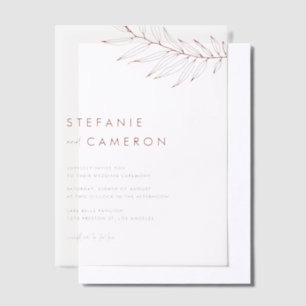 Terracotta Boho Minimalistische Foliage Wedding Vellum Uitnodigingen