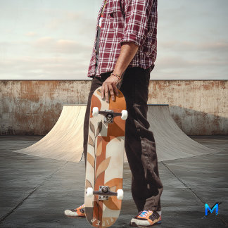 Terracotta Boho - Minimalistische Organische Blad  Skateboard
