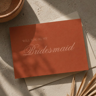 Terracotta Boho Moderne Bruidsmeisje Voorstel Kaart
