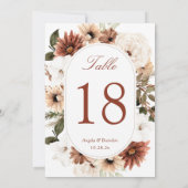 Terracotta Boho Pampas Grass Floral Table Number (Achterkant)