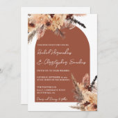 Terracotta Boho Pampas Grass Wedding Kaart (Voorkant / Achterkant)
