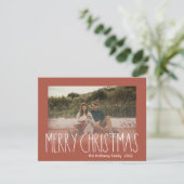 Terracotta Boho Polka Dot Kerstmis Foto Feestdagenkaart (Staand voorkant)