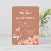 Terracotta Boho Pumpkin Fall Baby Shower Kaart (Staand voorkant)