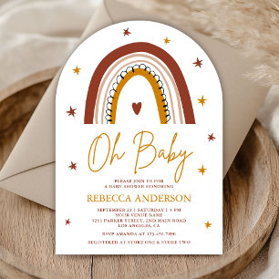 Terracotta Boho Rainbow Arch Baby shower Kaart