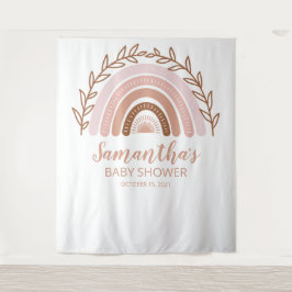 Terracotta Boho Rainbow Baby shower Achtergrond Wandkleed