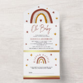 Terracotta Boho Rainbow Baby shower All In One Uitnodiging (Binnen)
