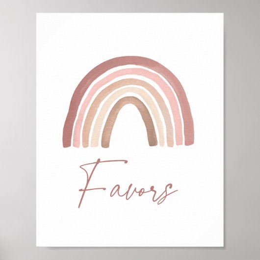 Terracotta Boho Rainbow Baby shower Favorieten Tek Poster (Voorkant)