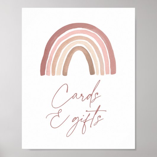 Terracotta Boho Rainbow Baby shower Kaarten en cad Poster (Voorkant)
