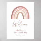 Terracotta Boho Rainbow Birthday Welkomstteken Poster (Voorkant)