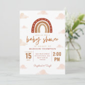 Terracotta Boho Rainbow Clouds Baby shower Kaart (Staand voorkant)