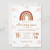 Terracotta Boho Rainbow Clouds Virtual Baby shower Kaart (Voorkant)