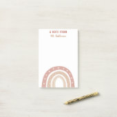 Terracotta Boho Rainbow Dank je cadeau Post-it® Notes (Op bureau)