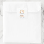 Terracotta Boho Rainbow Genderneutraal Baby shower Vierkante Sticker (Tas)