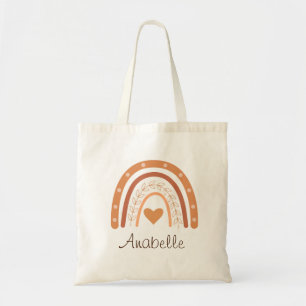 Terracotta Boho Rainbow Kinder naam Tote Bag