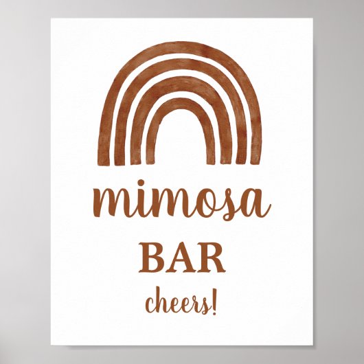 Terracotta Boho Rainbow Mimosa Bar Poster (Voorkant)