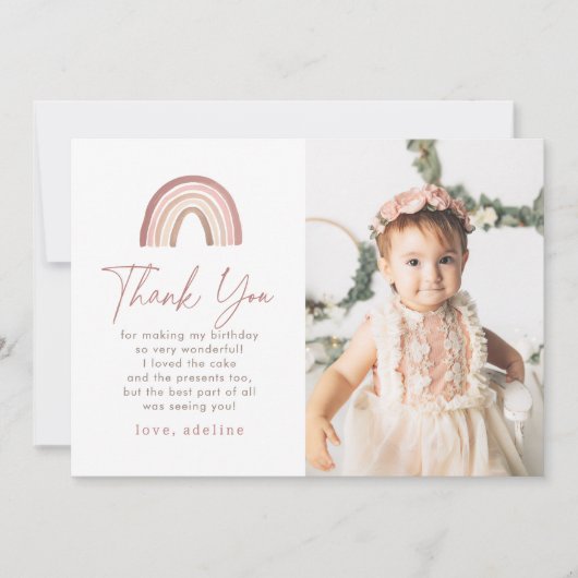 Terracotta Boho Regenboog Verjaardag Bedankt Kaart (Voorkant)