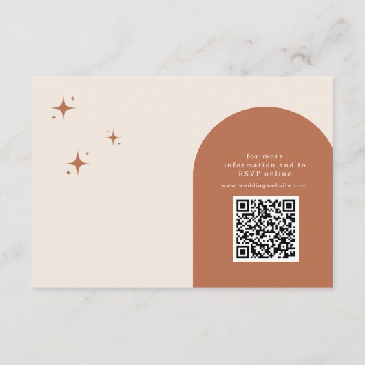 Terracotta Boho Retro Bruiloft Stationery Informatiekaartje (Achterkant)