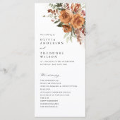 Terracotta Boho Roos Bloem Bruiloft Ceremonie Programma (Voorkant)