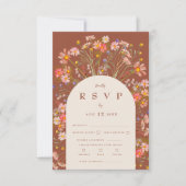 Terracotta Boho Rustieke Bloemenboog Maaltijden RSVP Kaartje (Voorkant)