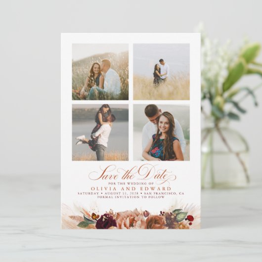 Terracotta Boho Save the Date Photo Bedankkaart (Staand voorkant)
