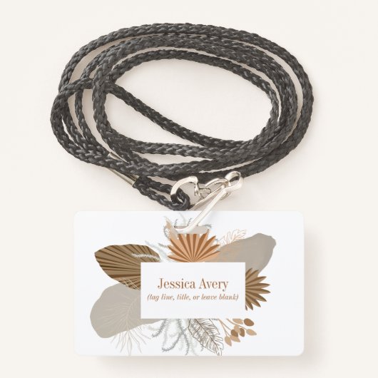 Terracotta Boho Tropische Bloemen Badge (Voorkant met draagriem)