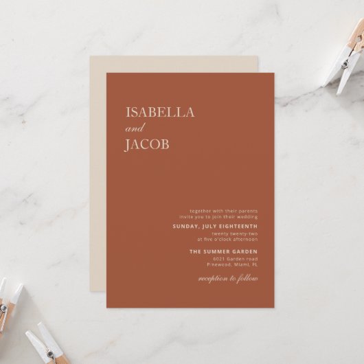 Terracotta Boho Uitnodiging (Voorkant / Achterkant in situ)