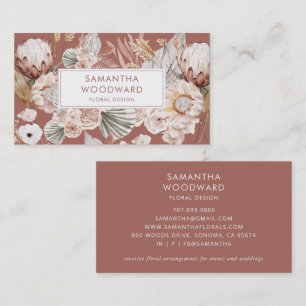 Terracotta Boho Waterverf Bloemenontwerper Visitekaartje