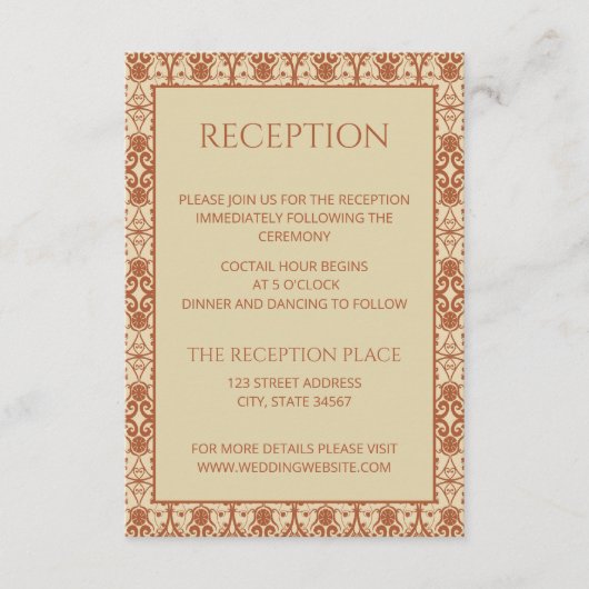 Terracotta  Boho Wedding Informatiekaartje (Voorkant)