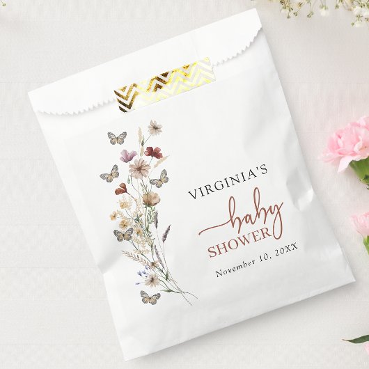 Terracotta Boho Wildflower Baby shower Bedankzakje