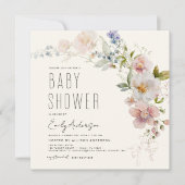 Terracotta Boho Wildflower Baby shower Kaart (Voorkant)