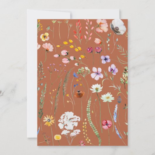 Terracotta Boho Wildflower bruiloft uitnodiging (Achterkant)