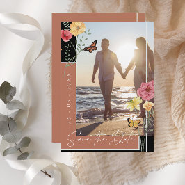 Terracotta Boho Wildflower Foto Save the Date