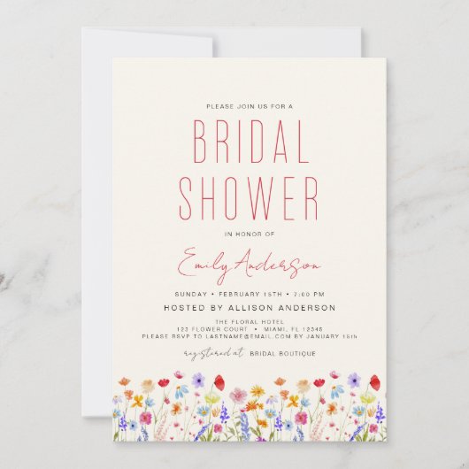 Terracotta Boho Wildflower Vrijgezellenfeest Elega Kaart (Voorkant)