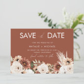 Terracotta Boho Zomer & Herfst Bruiloft Save The Date (Staand voorkant)