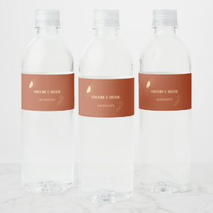 Terracotta Boho Zon Huwelijk Waterfles Etiket