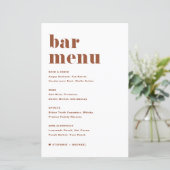 Terracotta Bold Retro Typografie Bruiloft Bar Menu (Staand voorkant)