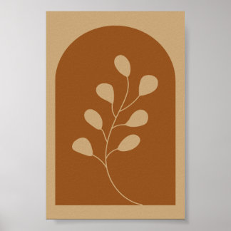 Terracotta Boog Botanische Blad Minimalistische Mu Poster
