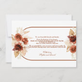 Terracotta Boog Pampas Gras Bloem Bruiloft  Bedankkaart (Achterkant)