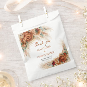 Terracotta bordeaux eucalyptus en pampasgras bedankzakje