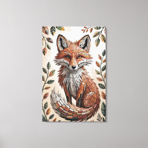 Terracotta Bos Mozaïek Vos Canvas Afdruk