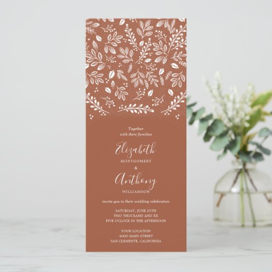 Terracotta Botanique Tout En Un Faire-part de mari (Debout devant)