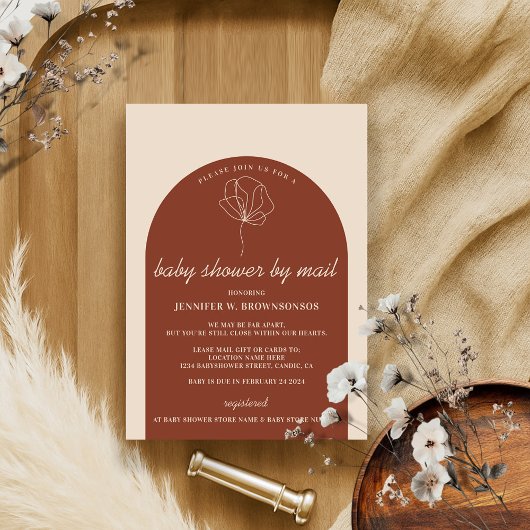 Terracotta Botanische Mail Virtuele Baby Shower Kaart