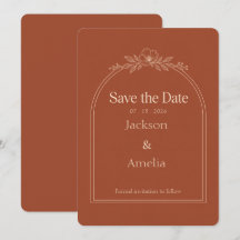 Terracotta Botanische Save the Date Kaart