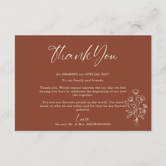 Terracotta Bouquet Herfst Boho Botanical Dank u we Informatiekaartje (Voorkant)